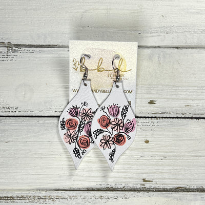 HAND-PAINTED MAE - Leather Earrings  ||  Hand-painted earrings by Brandy Bell (PINK/CORAL/MAUVE)