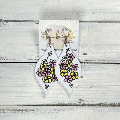 HAND-PAINTED MAE - Leather Earrings  ||  Hand-painted earrings by Brandy Bell (PINK/YELLOW)