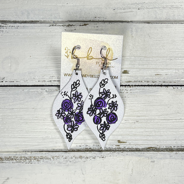 HAND-PAINTED MAE - Leather Earrings  ||  Hand-painted earrings by Brandy Bell (LILAC/PURPLE)