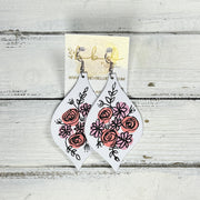 HAND-PAINTED NOELLE - Leather Earrings  ||   Hand-painted earrings by Brandy Bell  (PINK/CORAL)