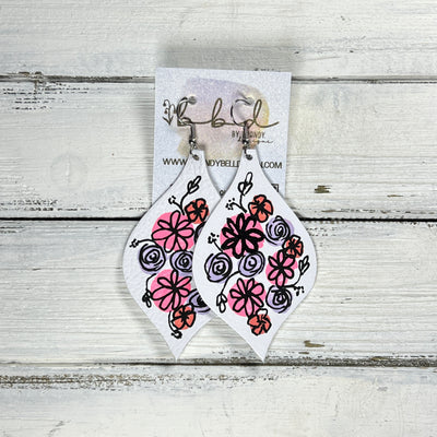 HAND-PAINTED NOELLE - Leather Earrings  ||   Hand-painted earrings by Brandy Bell  (PINK/LILAC)