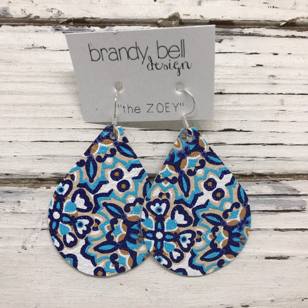 ZOEY (3 sizes available!) -  Leather Earrings  || MOROCCAN TILE