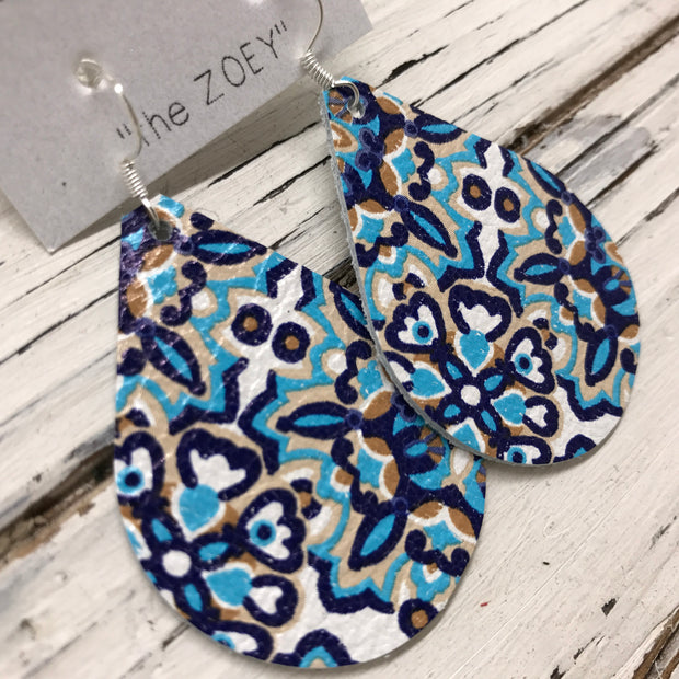 ZOEY (3 sizes available!) -  Leather Earrings  || MOROCCAN TILE