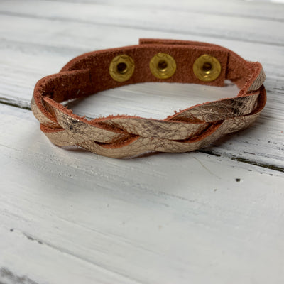 LENNON - MYSTERY BRAID BRACELET - handmade by Brandy Bell Design ||  <BR> METALLIC ROSE GOLD PEBBLED