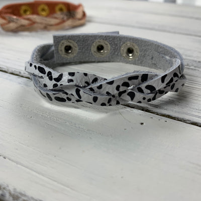 LENNON - MYSTERY BRAID BRACELET - handmade by Brandy Bell Design ||  <BR> BLACK & WHITE CHEETAH