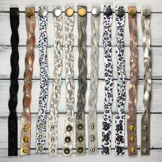 LENNON - MYSTERY BRAID BRACELET - handmade by Brandy Bell Design ||  <BR> GRAY SNAKE PRINT