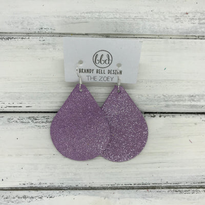 ZOEY (3 sizes available!) -  Leather Earrings  ||  SHIMMER LAVENDER