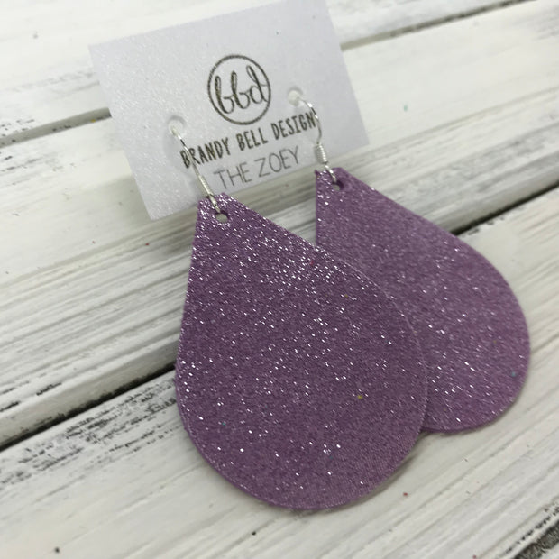 ZOEY (3 sizes available!) -  Leather Earrings  ||  SHIMMER LAVENDER