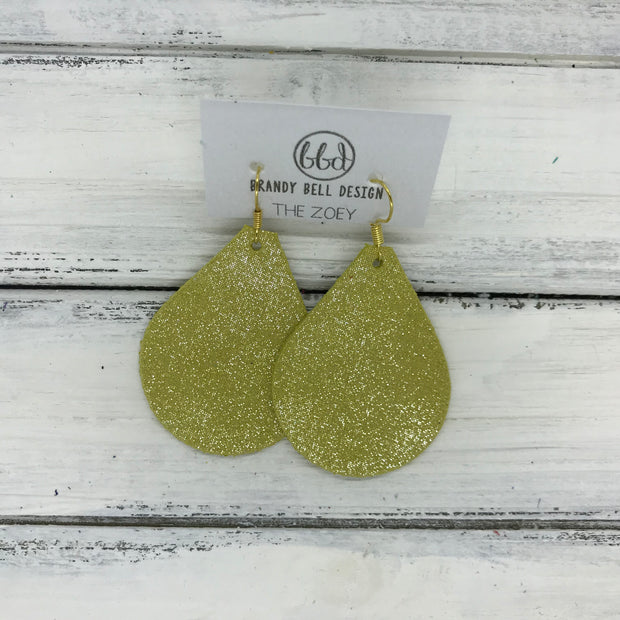 ZOEY (3 sizes available!) -  Leather Earrings  ||  SHIMMER YELLOW