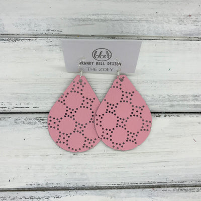 ZOEY (3 sizes available!) -  Leather Earrings  ||  PERFORATED PINK