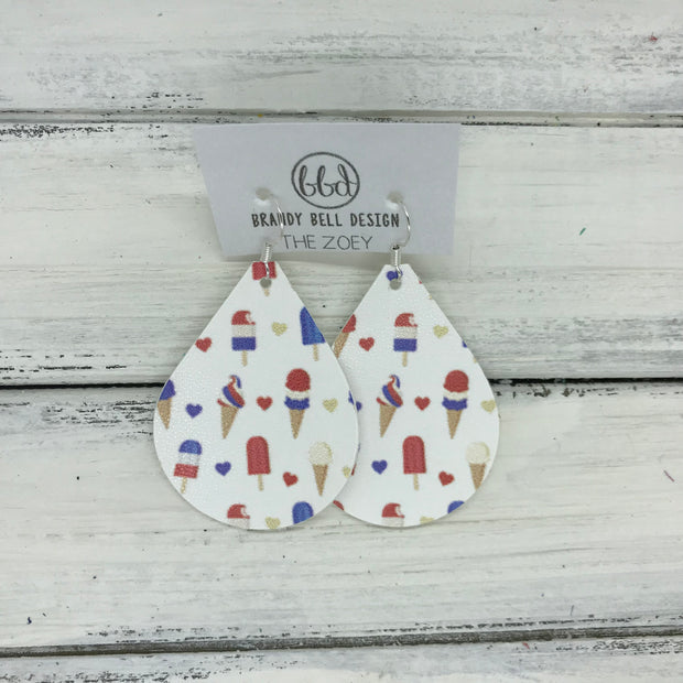 ZOEY (3 sizes available!) -  Leather Earrings  ||  AMERICA TREATS (FAUX LEATHER)