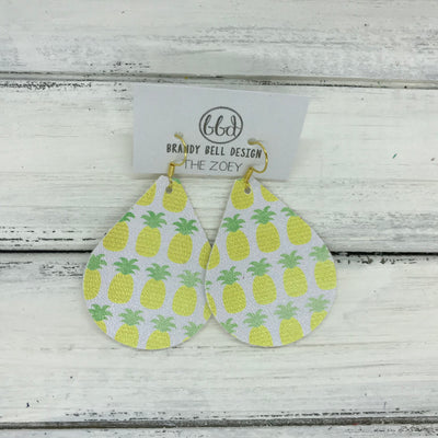 ZOEY (3 sizes available!) -  Leather Earrings  ||  PINEAPPLE (FAUX LEATHER)