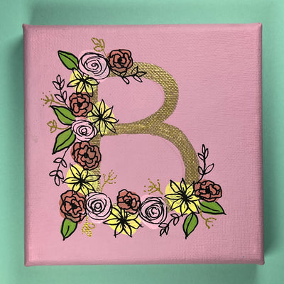5" x 5" MINI "B" Painting on wrapped canvas by Brandy Bell