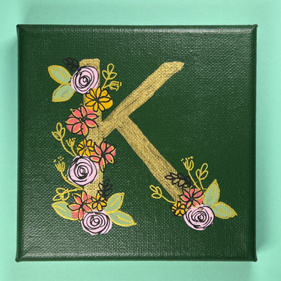 5" x 5" MINI "K" Painting on wrapped canvas by Brandy Bell