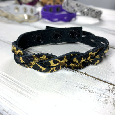 LENNON - MYSTERY BRAID BRACELET - handmade by Brandy Bell Design ||  <BR> BLACK WITH GOLD ACCENTS