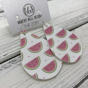 ZOEY (3 sizes available!) -  Leather Earrings  ||  WATERMELON (FAUX LEATHER)