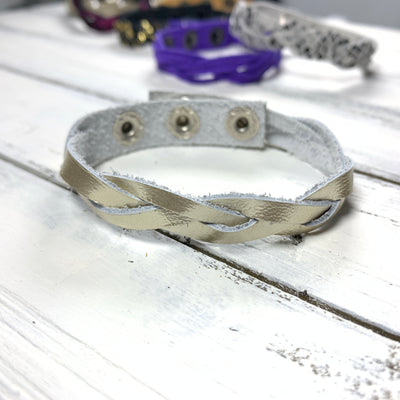 LENNON - MYSTERY BRAID BRACELET - handmade by Brandy Bell Design ||  <BR> METALLIC CHAMPAGNE