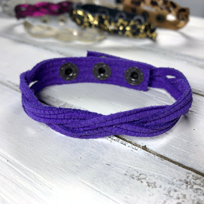 LENNON - MYSTERY BRAID BRACELET - handmade by Brandy Bell Design ||  <BR> GRAPE PURPLE PALMS