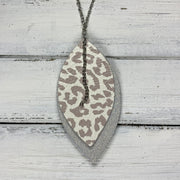 CHELSEA - Double-Sided Leather Necklace  ||  <BR> NUDE LEOPARD, <BR> SHIMMER ROSE GOLD