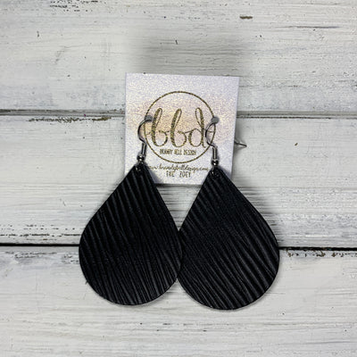 ZOEY (3 sizes available!) -  Leather Earrings  ||   BLACK TEXTURE PALMS