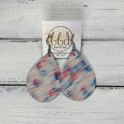 ZOEY (3 sizes available!) -  Leather Earrings  ||   RED, WHITE & BLUE BLURRED LINES