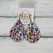 ZOEY (3 sizes available!) -  Leather Earrings  ||   MULTICOLOR IKAT PRINT