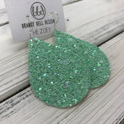 ZOEY (3 sizes available!) -  GLITTER ON CANVAS Earrings  (not leather) || AQUA MINT GLITTER