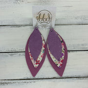 INDIA - Leather Earrings   ||  <BR> SHIMMER LILAC, <BR> PINK & PURPLE FLORAL ON WHITE, <BR> MATTE MAUVE