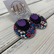 GRAY - Leather Earrings  ||    <BR> MATTE PURPLE, <BR> SHIMMER BLACK,  <BR> PURPLE & PINK MINI FLORAL