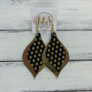 EVE - Leather Earrings  || <BR> METALLIC GOLD POLKADOTS, <BR> METALLIC GOLD SMOOTH