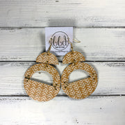 OLIVIA -  Leather Earrings  ||  *2 SIZES!* <BR> *CORK* MUSTARD & WHITE DASHES (choose "U" or "N" shape)