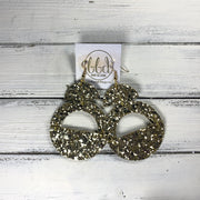 OLIVIA -  Leather Earrings  ||  *2 SIZES!* <BR> *CORK* CHUNKY GOLD GLITTER (choose "U" or "N" shape)
