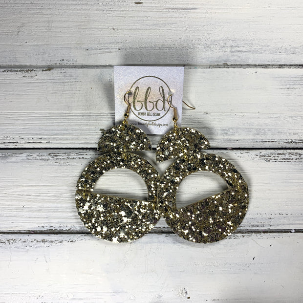 OLIVIA -  Leather Earrings  ||  *2 SIZES!* <BR> *CORK* CHUNKY GOLD GLITTER (choose "U" or "N" shape)