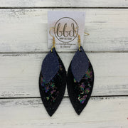 DOROTHY - Leather Earrings  ||  <BR> SHIMMER NAVY,  <BR> IRIDESCENT NORTHERN LIGHTS, <BR> SHIMMER BLACK