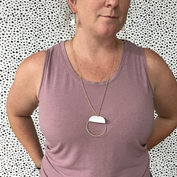 JULIA - Leather Earrings OR Necklace ||   MATTE CORAL/PINK (* 3 options available)