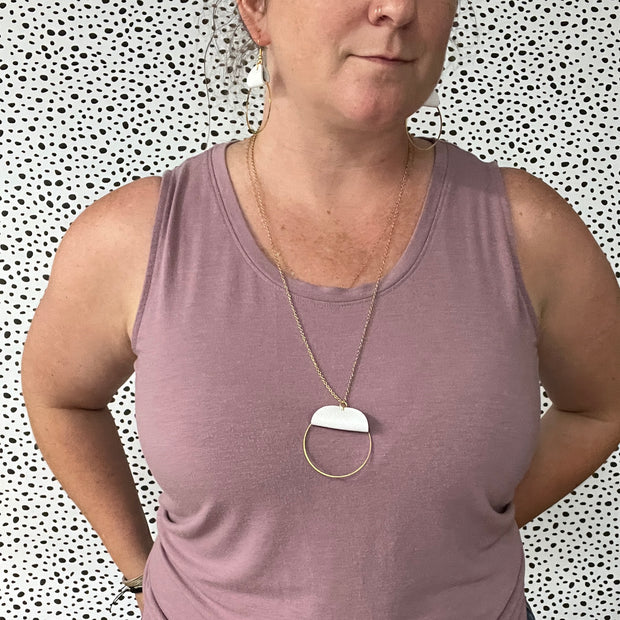 JULIA - Leather Earrings OR Necklace  || PEARLIZED OLIVE GREEN (* 3 options available)
