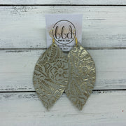 MAISY - Leather Earrings  ||  <BR> METALLIC CHAMPAGNE WESTERN FLORAL
