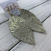 MAISY - Leather Earrings  ||  <BR> METALLIC CHAMPAGNE WESTERN FLORAL