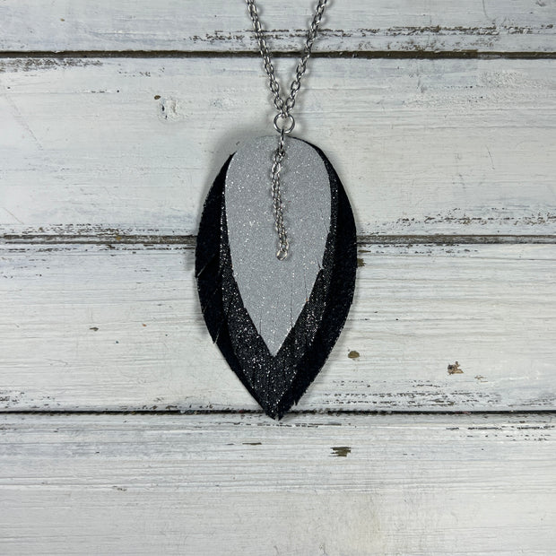HAZEL - Leather Necklace  ||  <BR> SHIMMER SILVER, <BR> SHIMMER PEWTER, <BR> SHIMMER BLACK