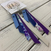 AUDREY - Leather Earrings  ||   CAROLINA BLUE, COBALT BLUE, BLUE & PURPLE FLORAL, MATTE PURPLE, PEARL WHITE