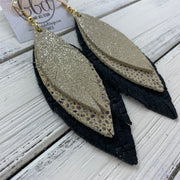 INDIA - Leather Earrings   ||  <BR>  SHIMMER TAUPE,  <BR> IVORY STINGRAY,  <BR> BLACK BRAIDED