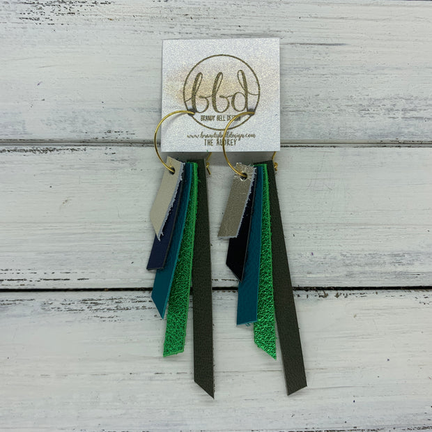 AUDREY - Leather Earrings  ||   METALLIC CHAMPAGNE SMOOTH, METALLIC NAVY SMOOTH, MATTE DARK TEAL, METALLIC GREEN PEBBLED, MATTE OLIVE