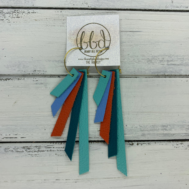 AUDREY - Leather Earrings  ||   ROBINS EGG BLUE, CAROLINA BLUE, MATTE ORANGE, MATTE DARK TEAL, ROBINS EGG BLUE