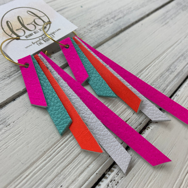 AUDREY - Leather Earrings  ||   MATTE NEON PINK, ROBINS EGG BLUE, MATTE NEON ORANGE, MATTE WHITE, MATTE NEON PINK