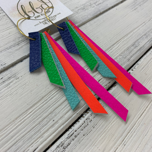 AUDREY - Leather Earrings  ||    MATTE COBALT BLUE, MATTE NEON GREEN, ROBINS EGG BLUE, MATTE NEON ORANGE, MATTE NEON PINK