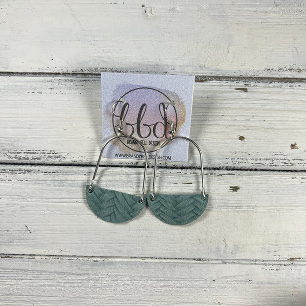 PIPER -  Leather Earrings  ||  <BR> DUSTY AQUA BRAID