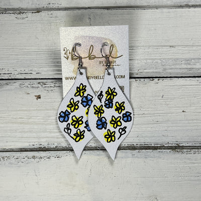 HAND-PAINTED MAE - Leather Earrings  ||  Hand-painted earrings by Brandy Bell (BLUE/YELLOW)