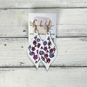 HAND-PAINTED MAE - Leather Earrings  ||  Hand-painted earrings by Brandy Bell (LILAC/PINK/WHITE)