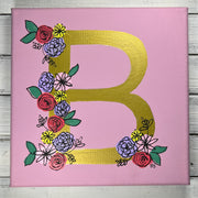 8" x 8" Painting on wrapped canvas by Brandy Bell - LETTER "B"