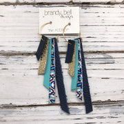 AUDREY - Leather Earrings  || METALLIC NAVY, METALLIC GOLD DRIPS, MATTE ROBINS EGG BLUE, MOROCCAN TILE, METALLIC NAVY TEXTURE